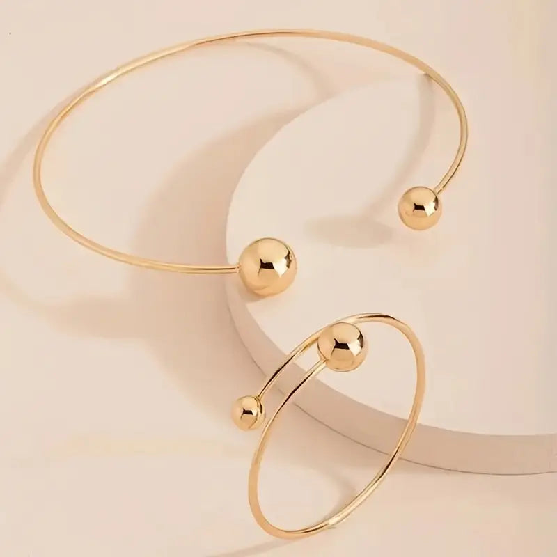 Halskette und Armband Minimalist Glow-Set | Gold
