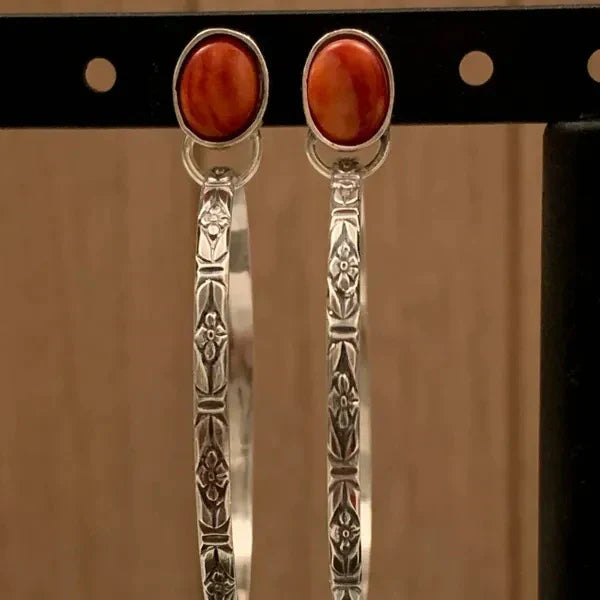 Alzira | Brincos Boho com Pedra e Argola