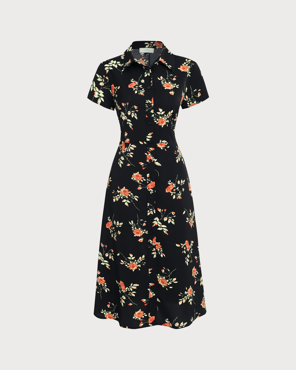 Glória - Vestido Midi Preto Floral