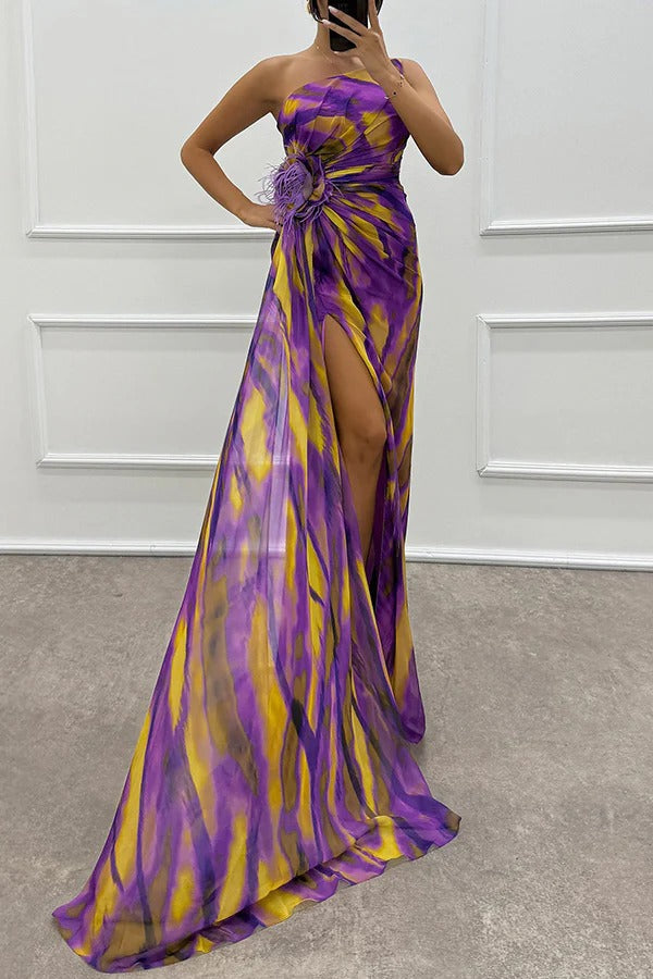 Nicole | Vestido de Gala Drapeado de Um Ombro