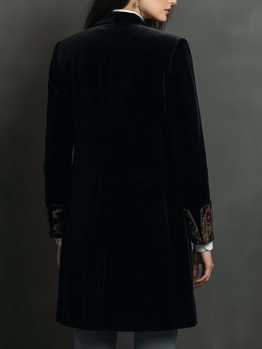 Clara | Blazer Ajustado com Estampado Barroco Preto