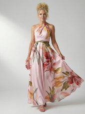 Antónia | Vestido Comprido Floral com Decote Halter