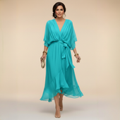 Mónica - Vestido de chiffon com decote em V