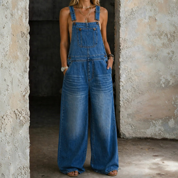 Ana - Macacão de Denim com Cintura Elástica