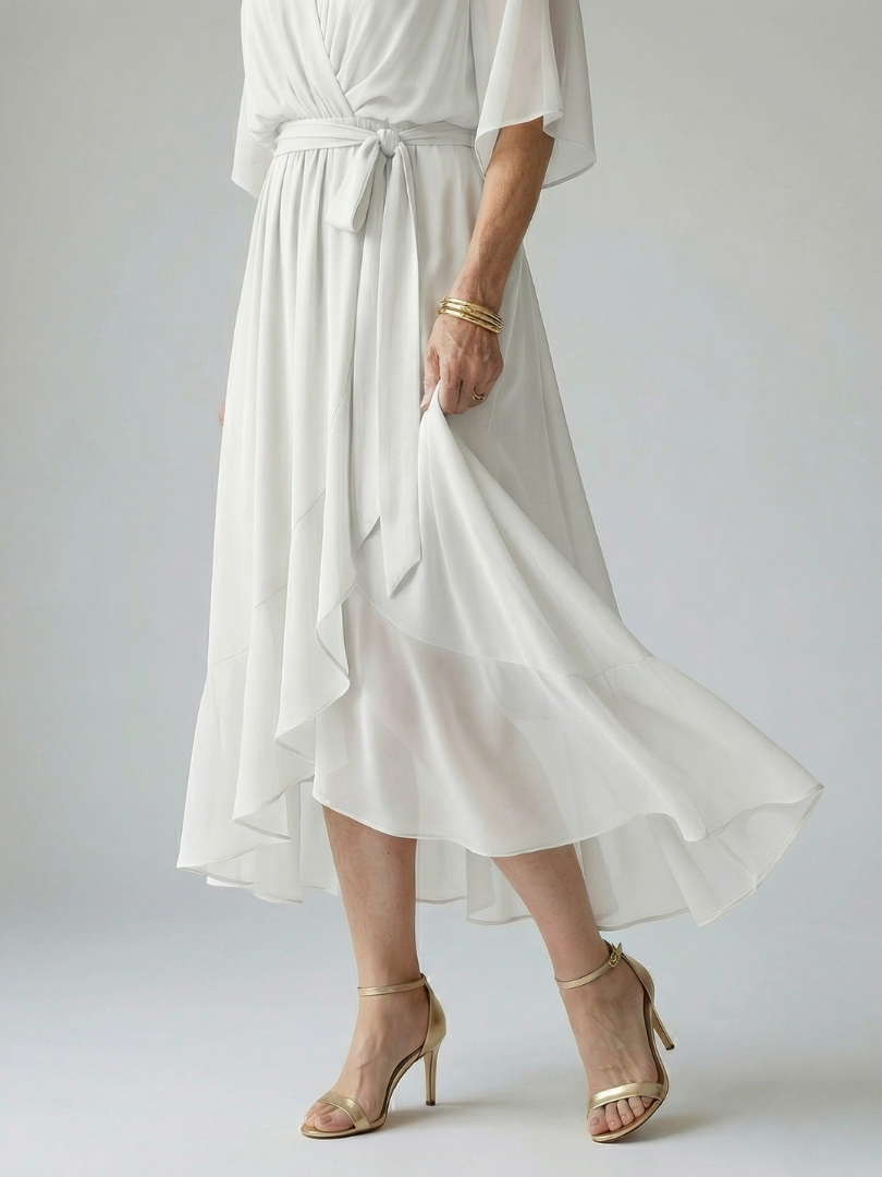 Mirela | Vestido Midi Suavemente Drapeado