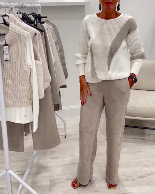 Camisola Confortável e Casual com Decote Redondo
