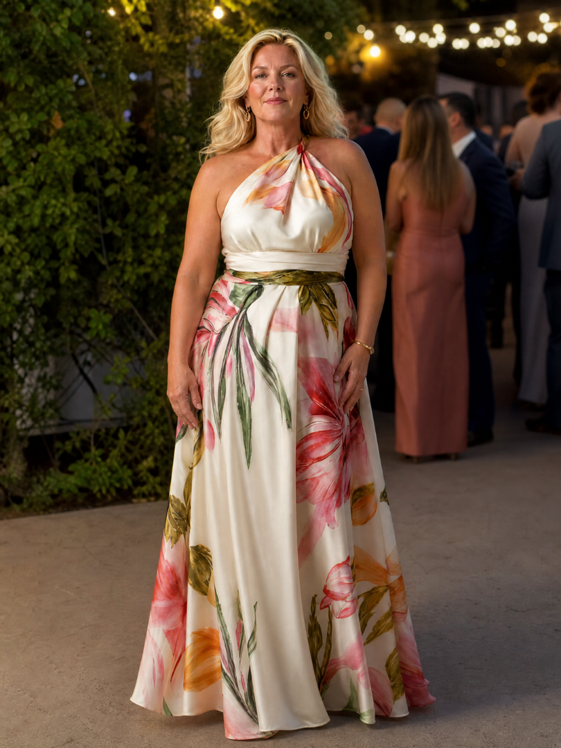 Antónia | Vestido Comprido Floral com Decote Halter