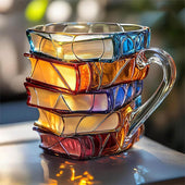 Caneca Pilha de Livros 3D