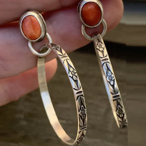 Alzira | Brincos Boho com Pedra e Argola