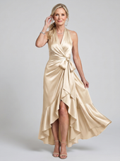 Dulce | Vestido Midi Traçado com Decote Halter