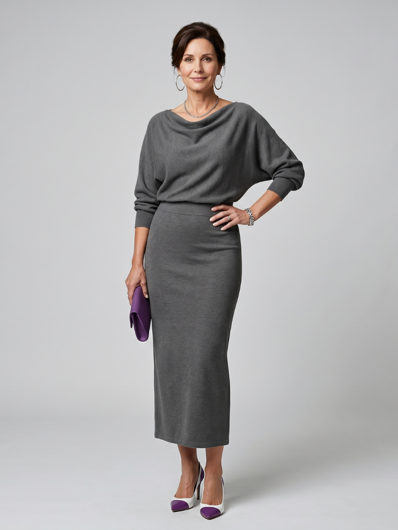 Benedita | Vestido Midi com Decote Drapeado