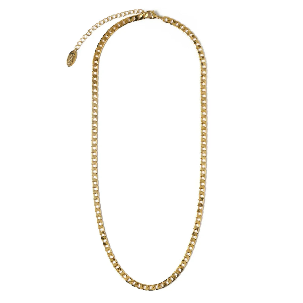 Curb-Ketten Halskette mit Flachgliedern | Gold