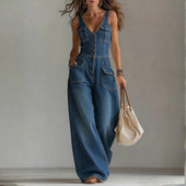 Sofia - Macacão Largo de Denim Casual