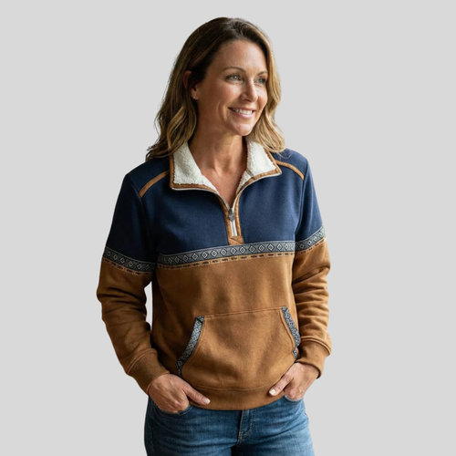 Yolanda | Sweatshirt com Gola Sherpa e Meio Fecho