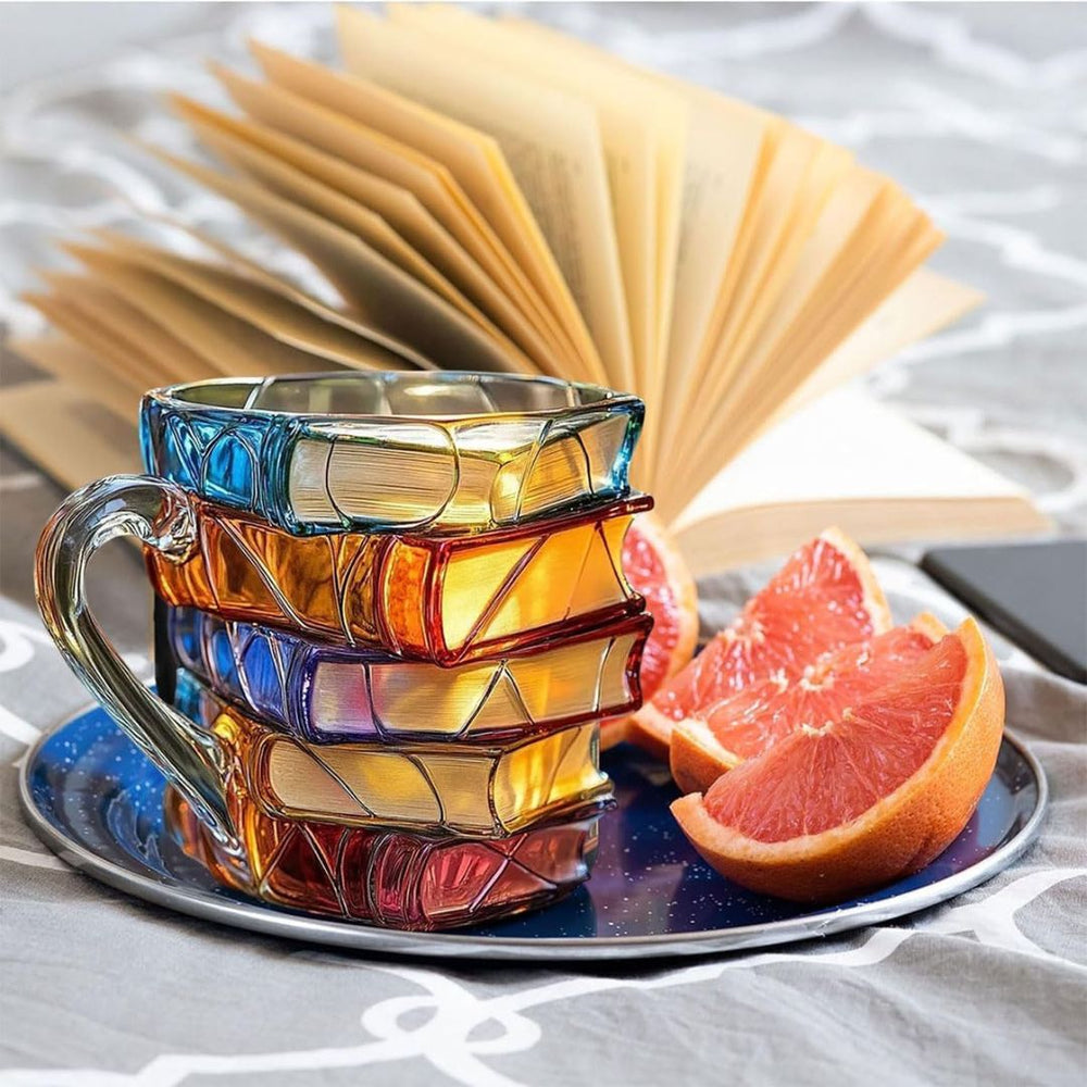 Caneca Pilha de Livros 3D