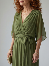 Mirela | Vestido Midi Suavemente Drapeado