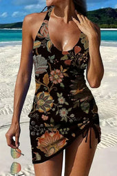Fani – Tankini gráfico floral com calções, efeito barriga lisa