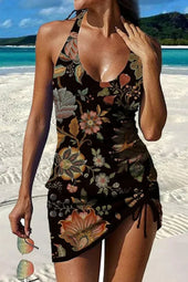 Filipa - Tankini gráfico floral com calções, efeito barriga plana