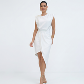Aurora - Vestido Assimétrico com Ombros Estruturados