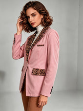 Clementina | Blazer de Veludo com Detalhes Leopardo