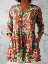 AMOURA | Dolga bluza z V-izrezom