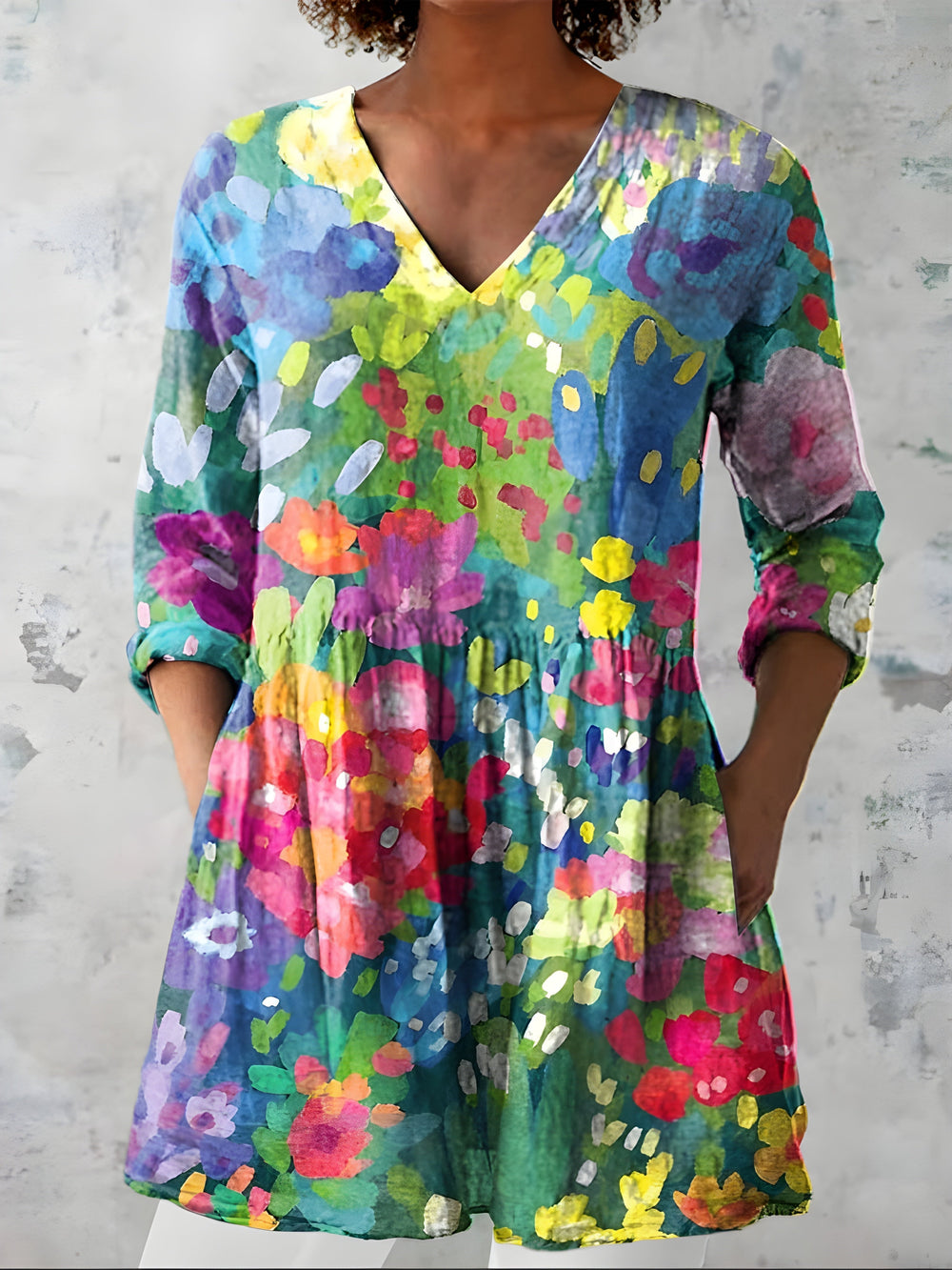 MILLIE | Dolga bluza z V-izrezom