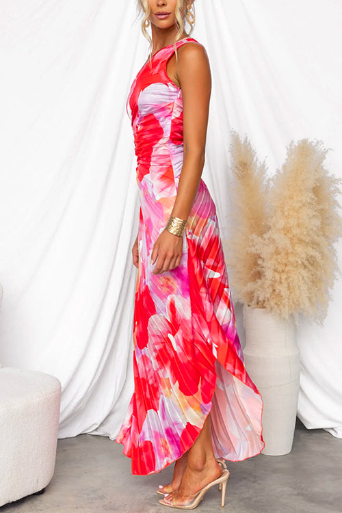 Leonor | Vestido Comprido Estampado de Um Ombro