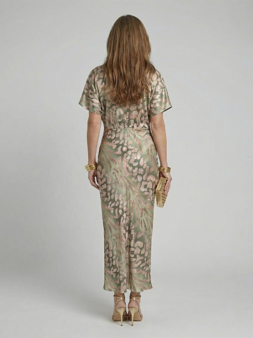 Marta | Vestido Midi Estampado com Torção na Cintura