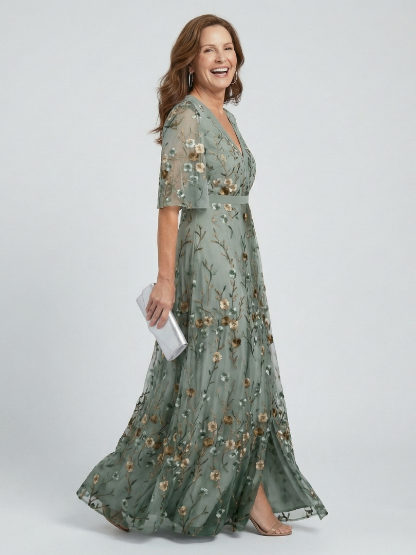 Rosalina | Vestido Comprido Floral com Decote em V
