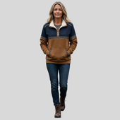 Yolanda | Sweatshirt com Gola Sherpa e Meio Fecho