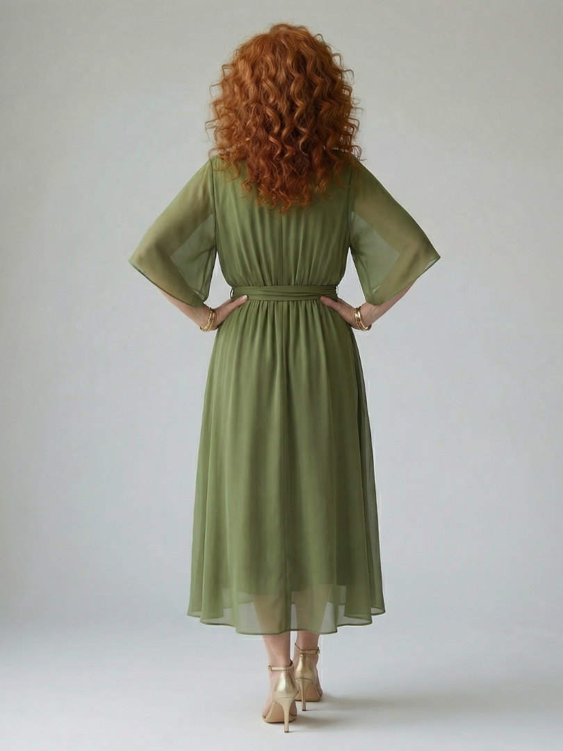 Mirela | Vestido Midi Suavemente Drapeado