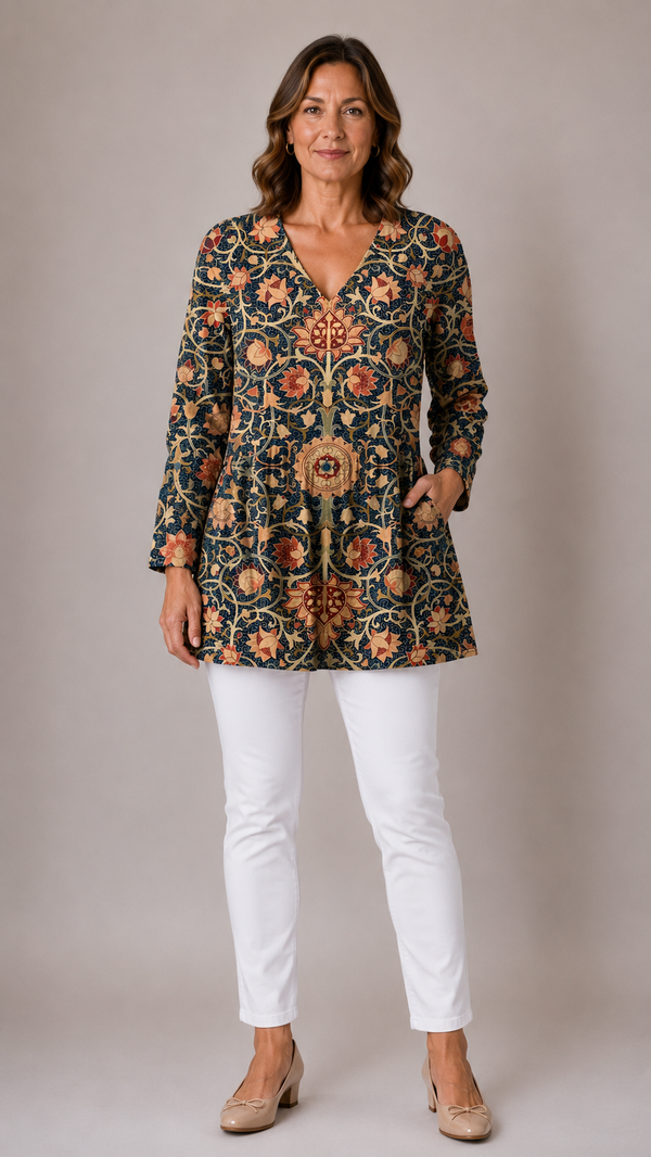 LILIAN | Dolga bluza z V-izrezom