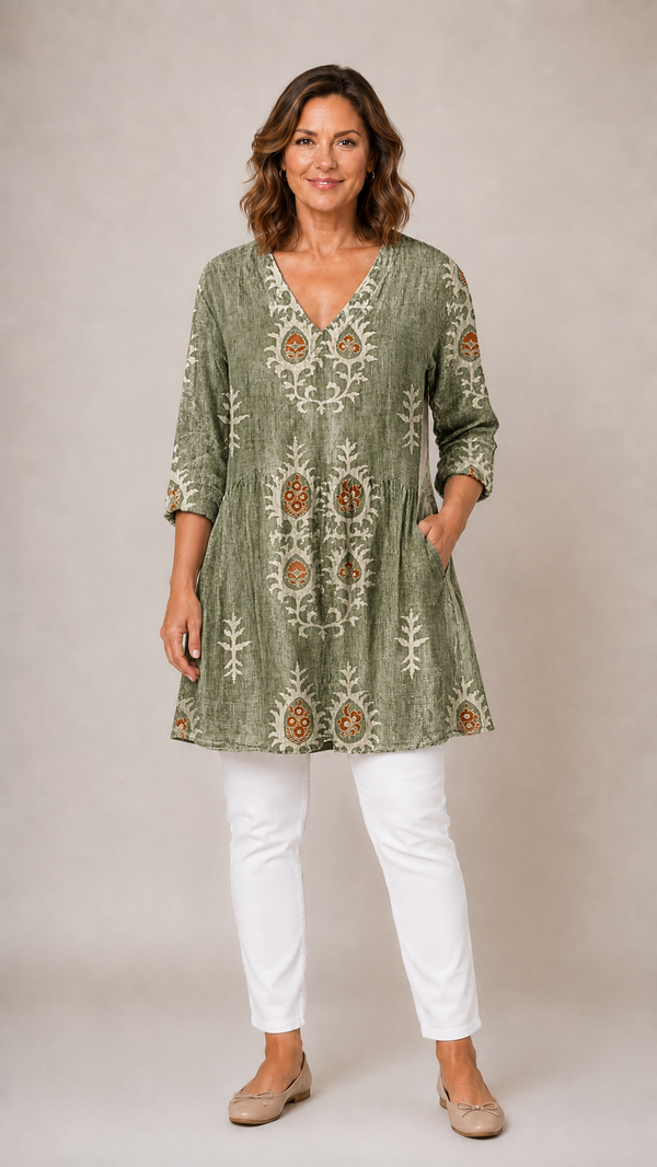 EVERLY | Dolga bluza z V-izrezom