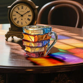 Caneca Pilha de Livros 3D