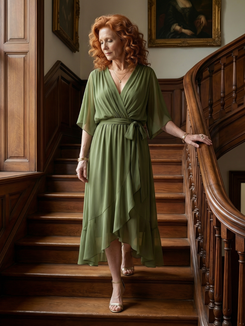 Mirela | Vestido Midi Suavemente Drapeado