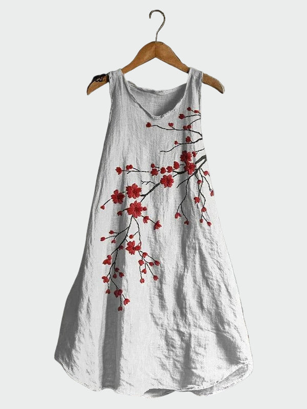 Vestido com Estampa de Cerejeiras