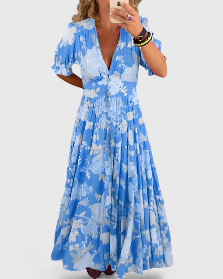 Mariana – Vestido floral com decote em V