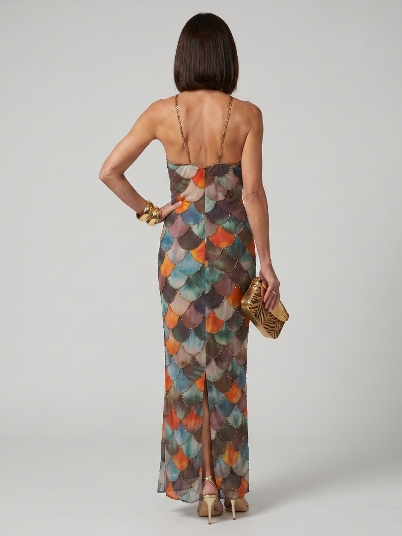 Clara | Vestido Comprido com Padrão Geométrico