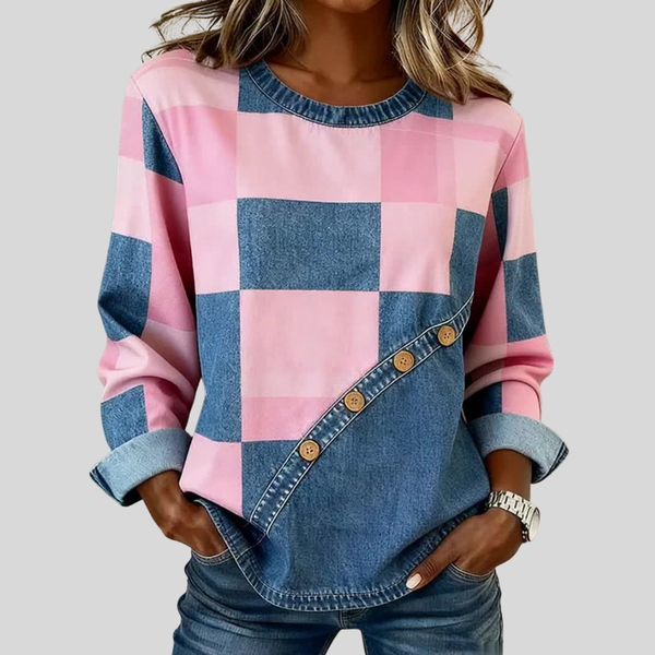 Sandra | Sweatshirt aos Quadrados com Painel Efeito Ganga