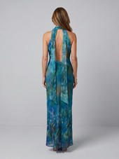 Evelina | Vestido Comprido Halter com Abertura no Decote