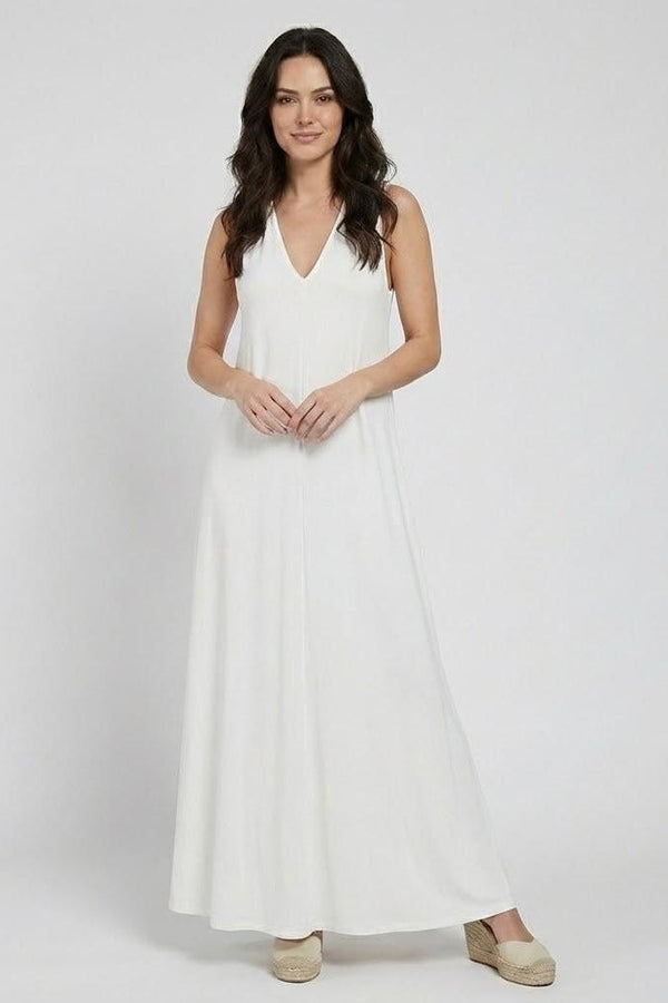 Teresa | Vestido Longo Fluido com Decote em V