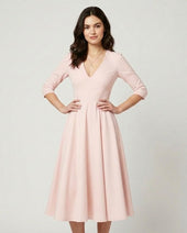 Estera | Midi šaty s výstrihom do V a zvýrazneným pásom