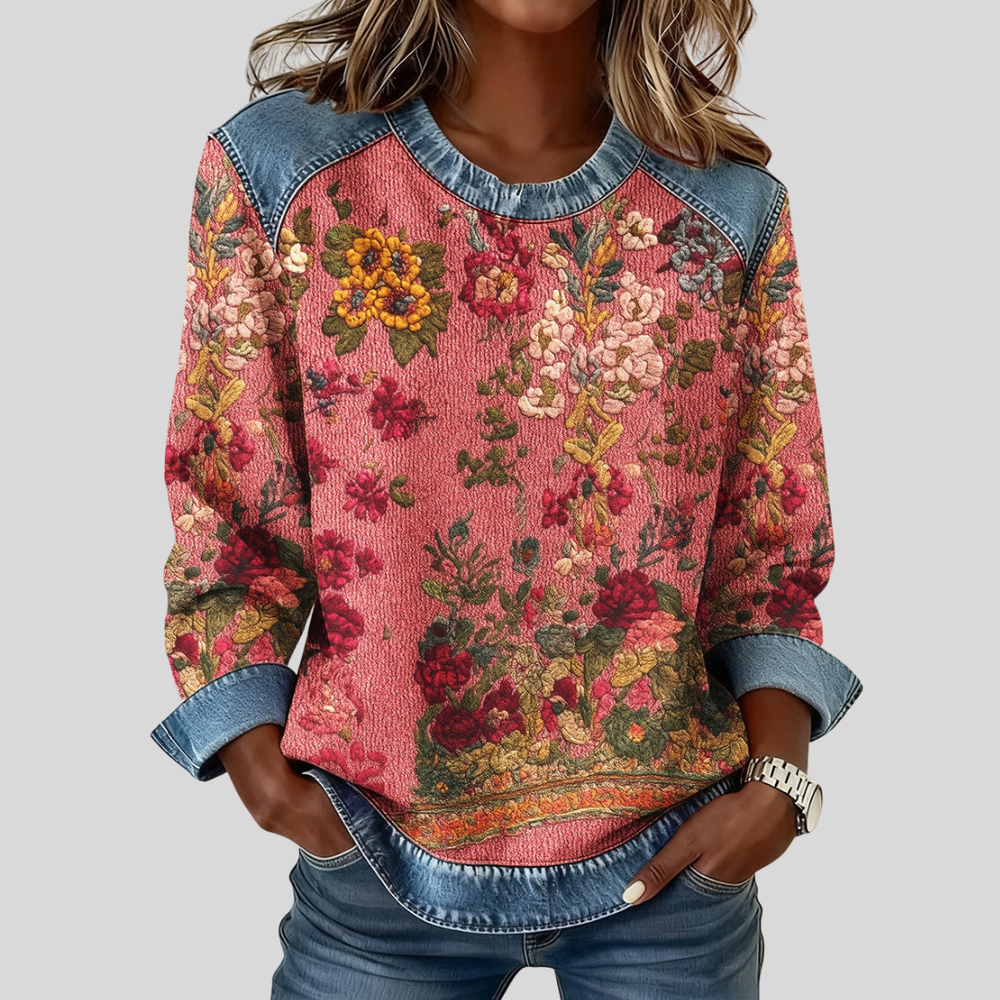 Susana | Sweatshirt Floral com Remates Efeito Ganga