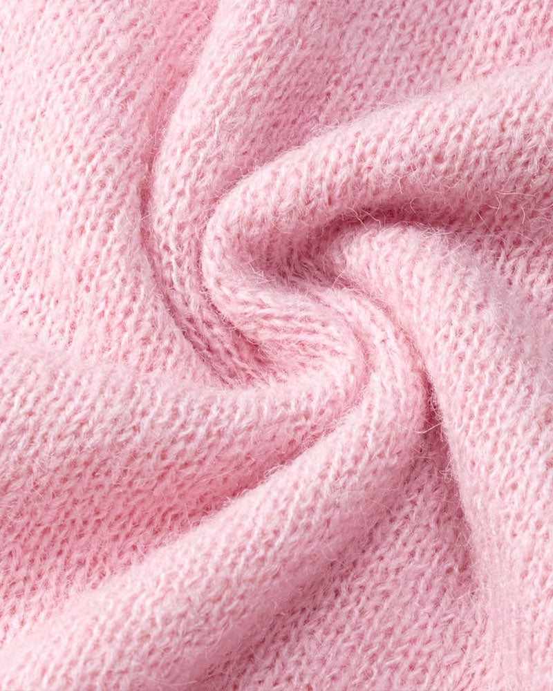 Enobarvni pulover z V-izrezom in raglan rokavi