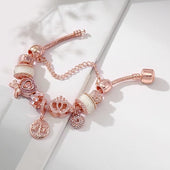 Rosé-Traumfänger-Armband mit Anhängern aus Silber