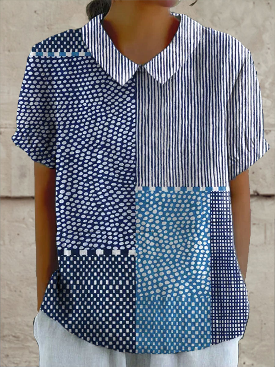 Alina - Camisa com Estampa Patchwork