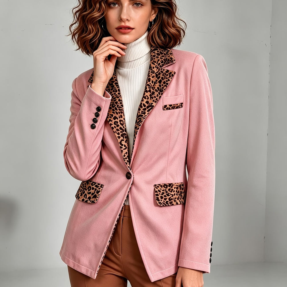 Clementina | Blazer de Veludo com Detalhes Leopardo