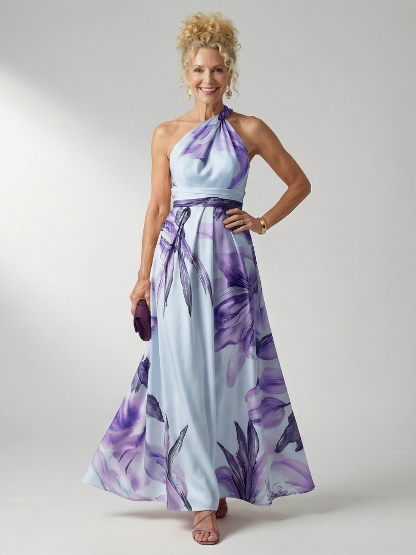 Antónia | Vestido Comprido Floral com Decote Halter