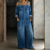 Elsa - Macacão de Denim Off Shoulder