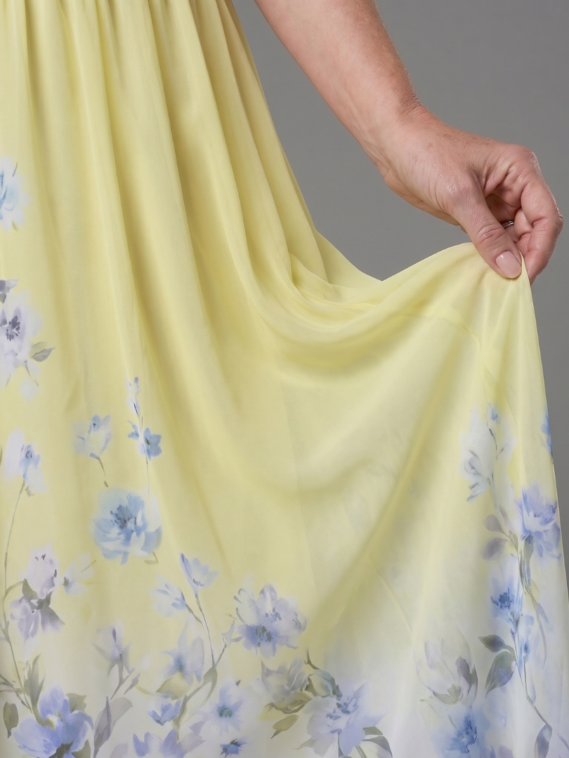 Daniela | Vestido Midi sem Mangas com Barra Floral